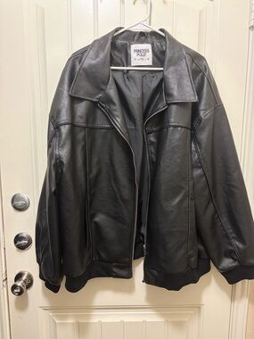 Princess Polly Black Faux Leather Jacket with Silver Zipper